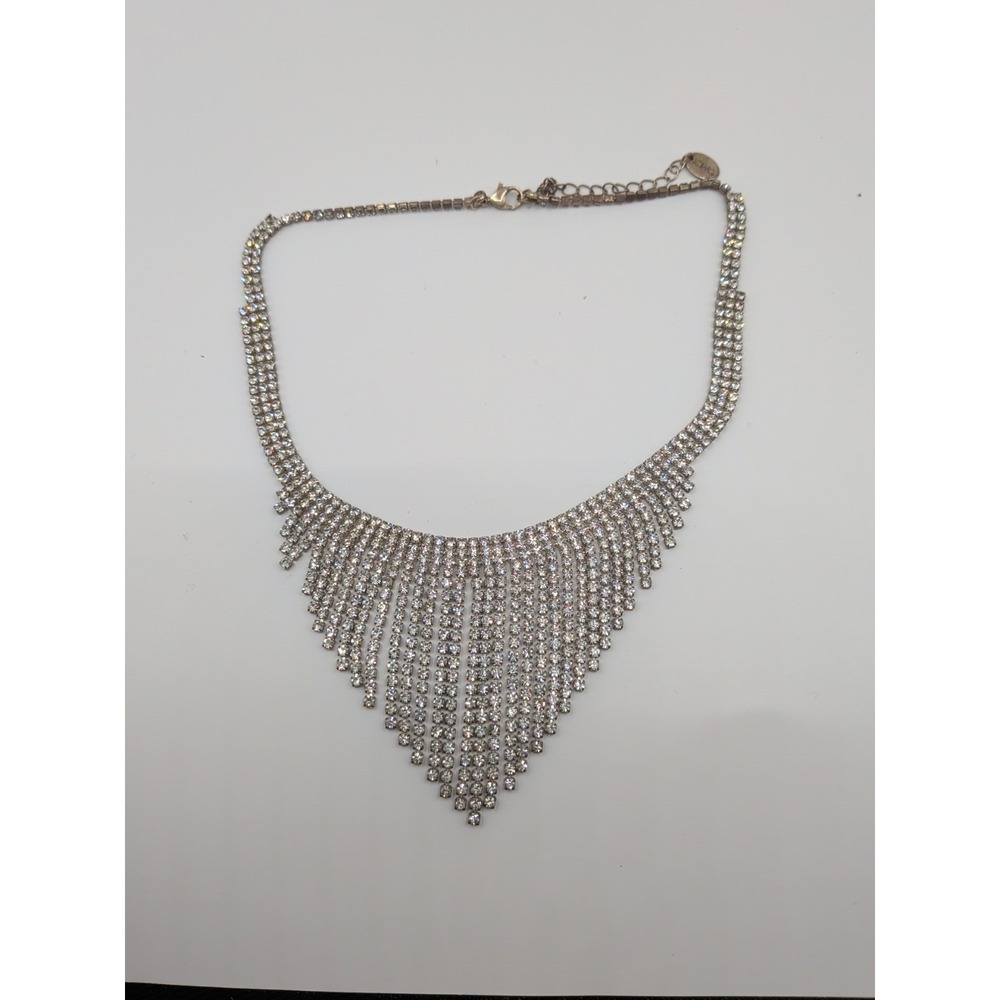 Icing Silver Toned Diamond‎ Drip Necklace - Picture 2 of 3